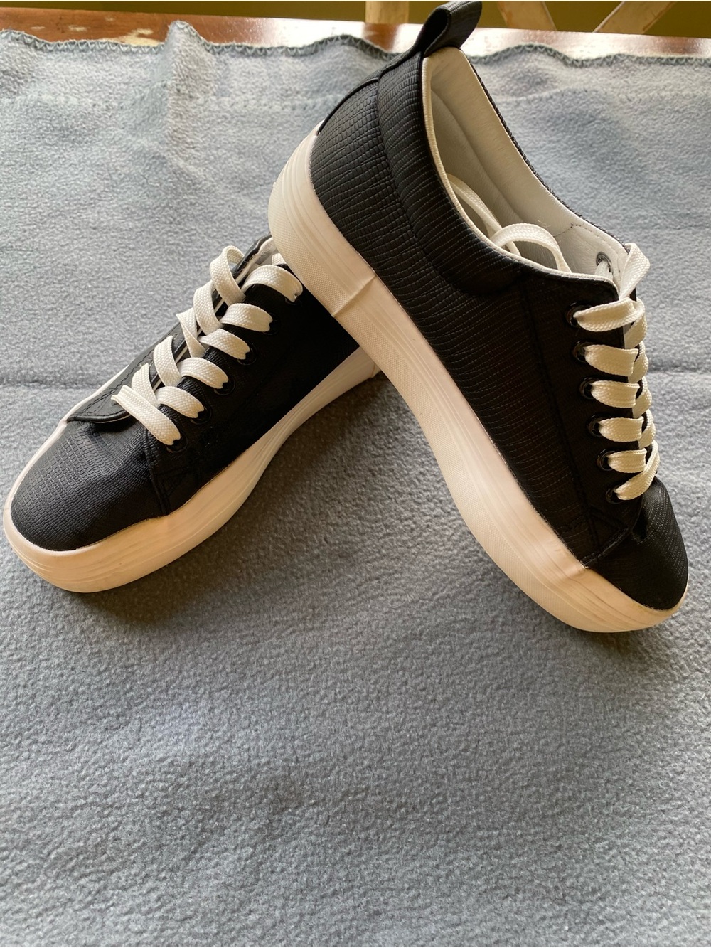 Women’s Black Platform Canvas Sneakers with White Sole